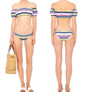 Lisa Marie Fernandez Leandra Two-Piece Bikini Multicolored Stripes Bubble Sleeve